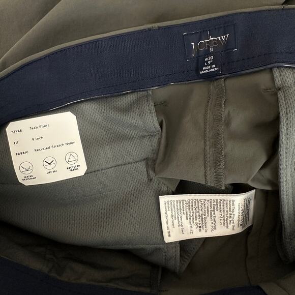 J.Crew 9" Tech Short Coal Gray Stretch UPF 50 Regular Minimalist Mens US 33 - Picture 12 of 14